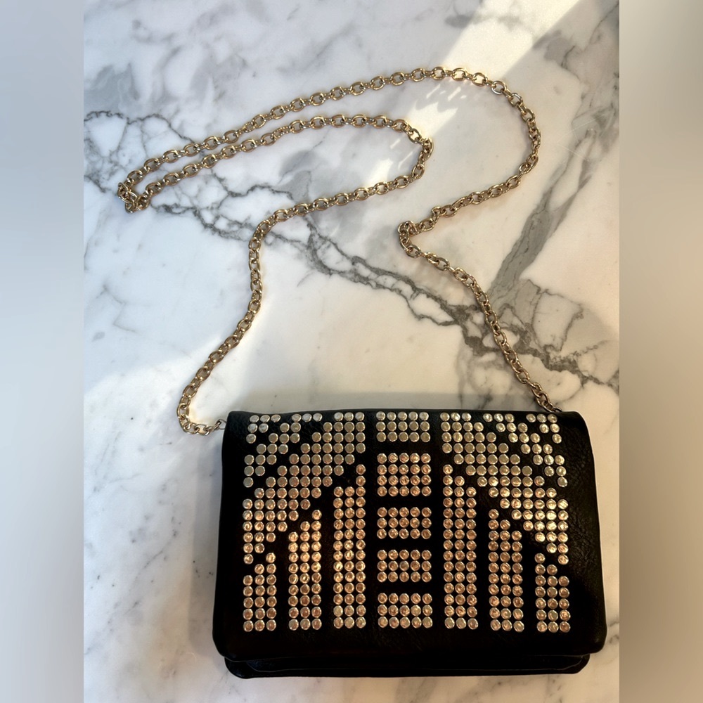 Deena & Ozzy genuine leather, studded shoulder bag.